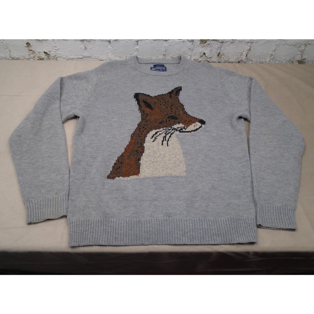 American Rag Fox Sweater Gray Crewneck Size XL
